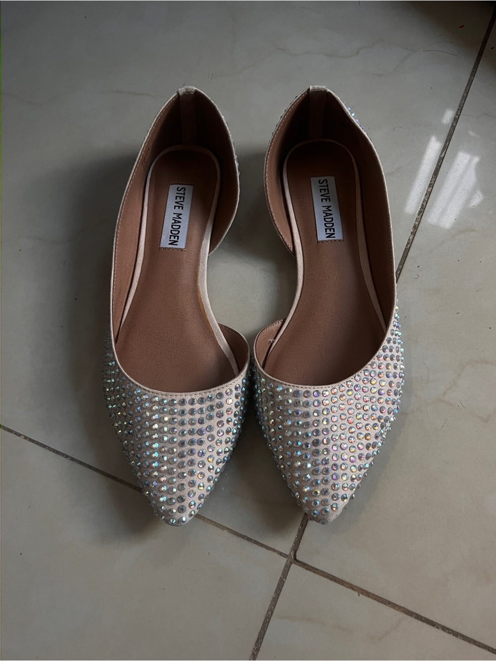Steve Madden Women's Rhinestone Pointed Toe Flats Women’s Size 7.5